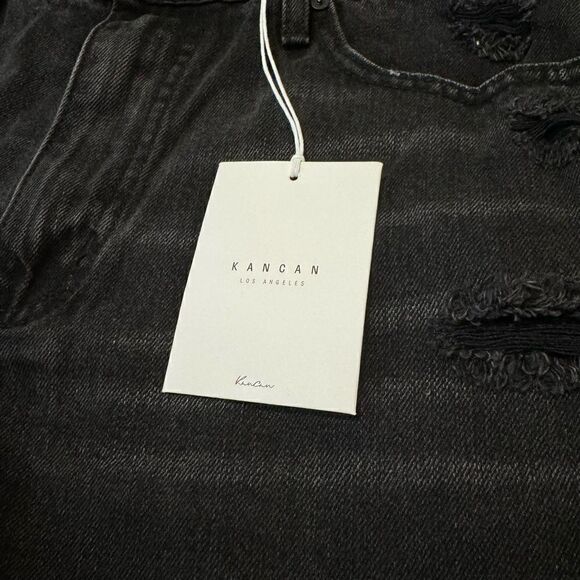 NWT Kancan Kaya High Rise Distressed Look Shorts Women’s Size LRG Black - Picture 4 of 13